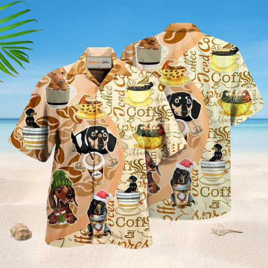 Dog Life Is Better With Dachshund And Coffee Hawaiian Shirt For Tropical Trips Food Fans And Cheerful Summer Outings