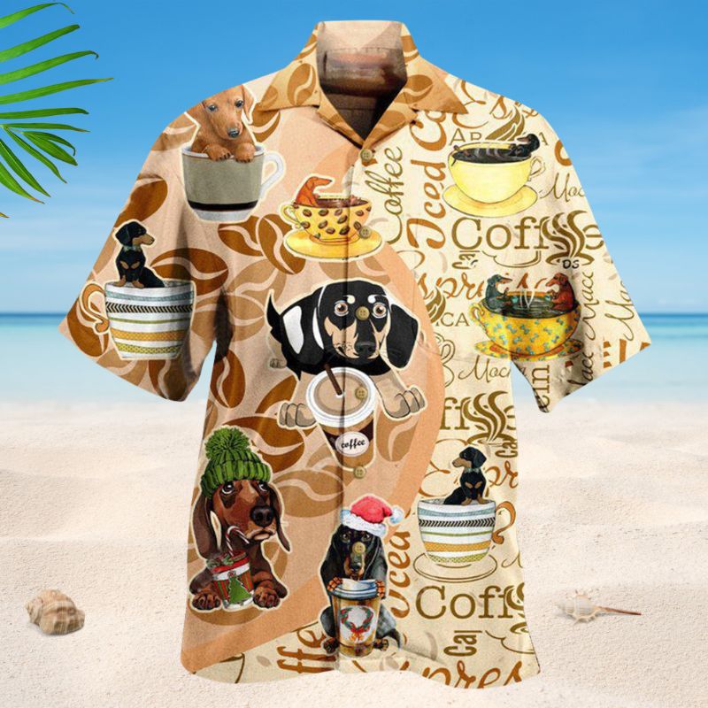 Dog Life Is Better With Dachshund And Coffee Hawaiian Shirt For Tropical Trips Food Fans And Cheerful Summer Outings