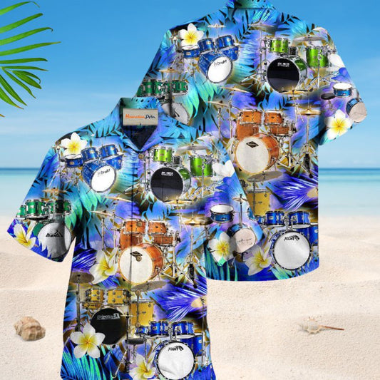 Music Life Is Better With Drums And Plumerias Hawaiian Shirt For Coastal Vacations Live Music Fans And Everyday Wear