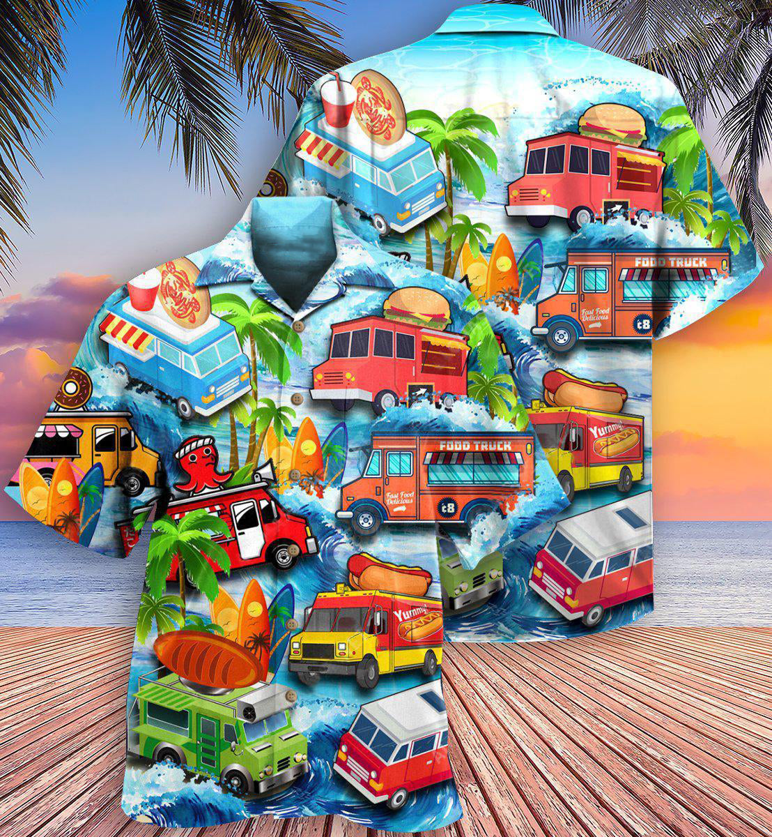 Truck Food Hawaiian Shirt Design Detail For Beach Days And Holiday Travel