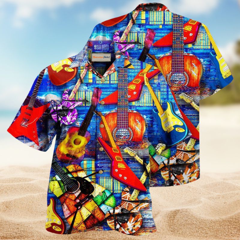 Music Life Is Full Of Choices I Choose Guitar Hawaiian Shirt For Coastal Vacations Live Music Fans And Everyday Wear