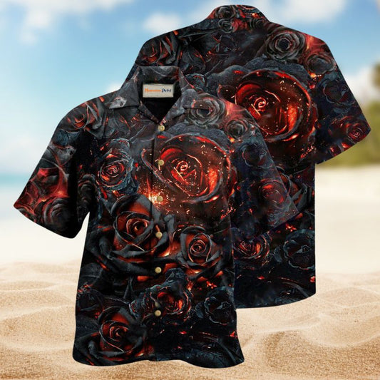 Flowers Life Is Like A Burning Rose Hawaiian Shirt For Summer Vacation Beach Travel And Relaxed Casual Wear