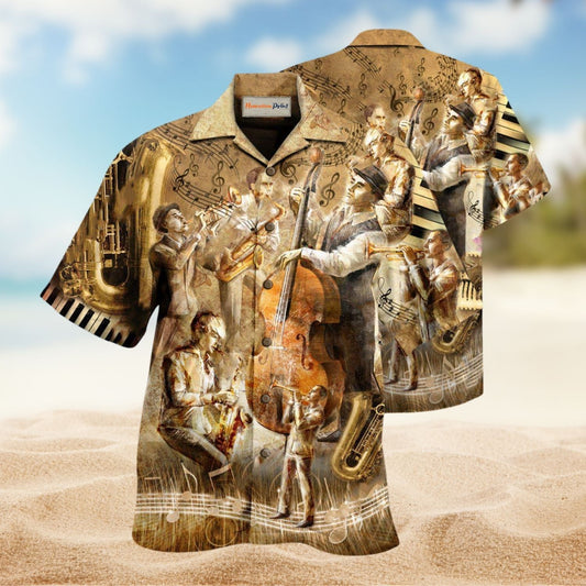 Music Life Is Like Jazz Best When You Improvise Hawaiian Shirt For Coastal Vacations Live Music Fans And Everyday Wear
