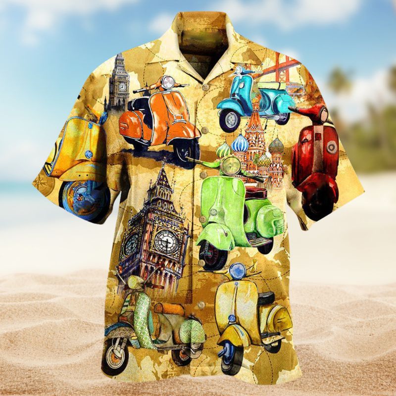 Scooter Life Is Short And The World Is Wide Hawaiian Shirt For Resort Travel Scenic Drives And Casual Summer Wear
