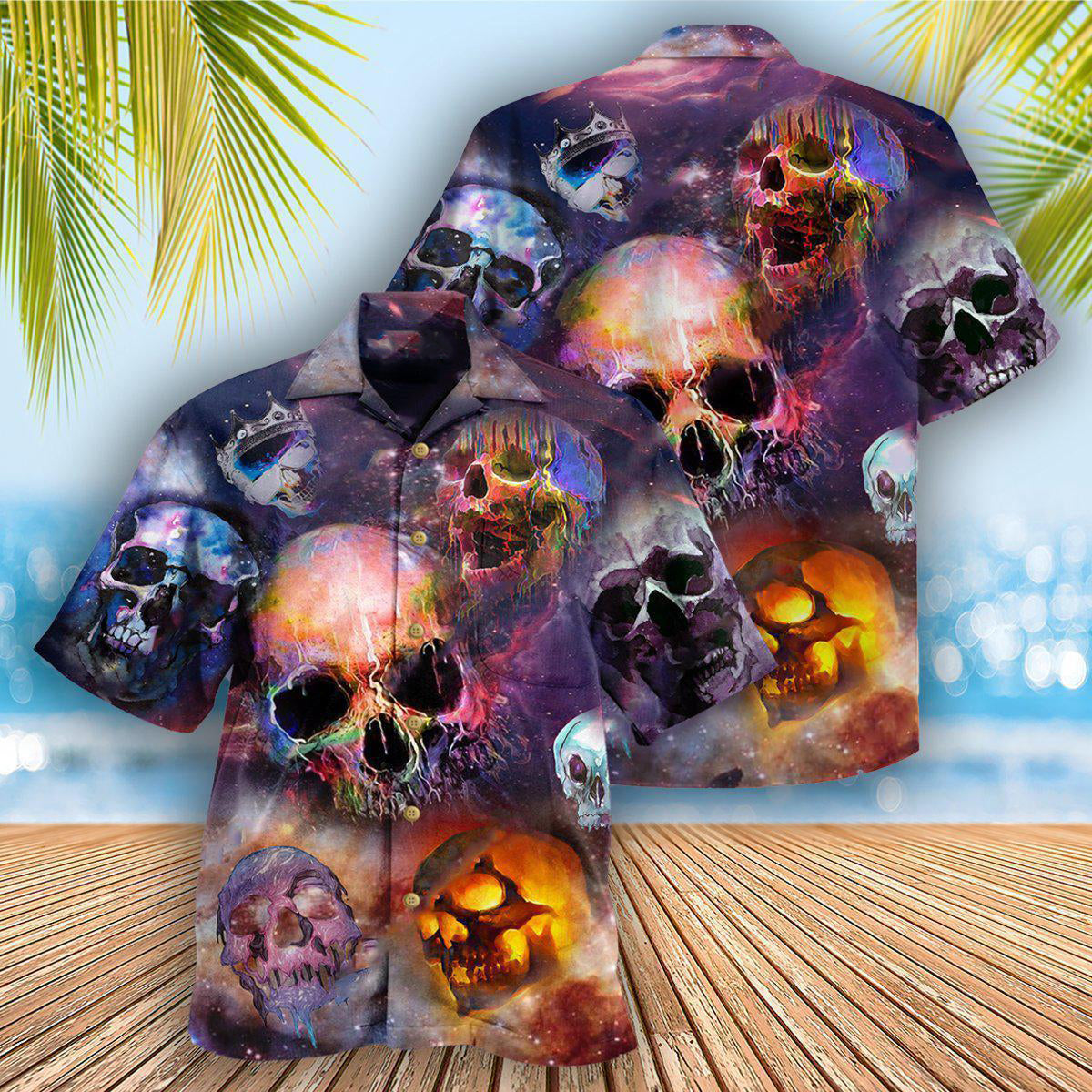Skull Hawaiian Shirt With Tropical Pattern For Coastal Trips Outdoor Events And Relaxed Summer Wear