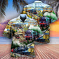 Train Station Hawaiian Shirt For Summer Vacation And Beach Travel