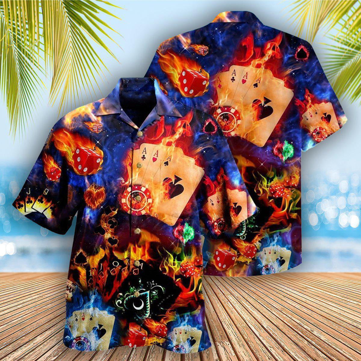Game Card Element Risk Hawaiian Shirt Design Detail For Beach Days And Holiday Travel