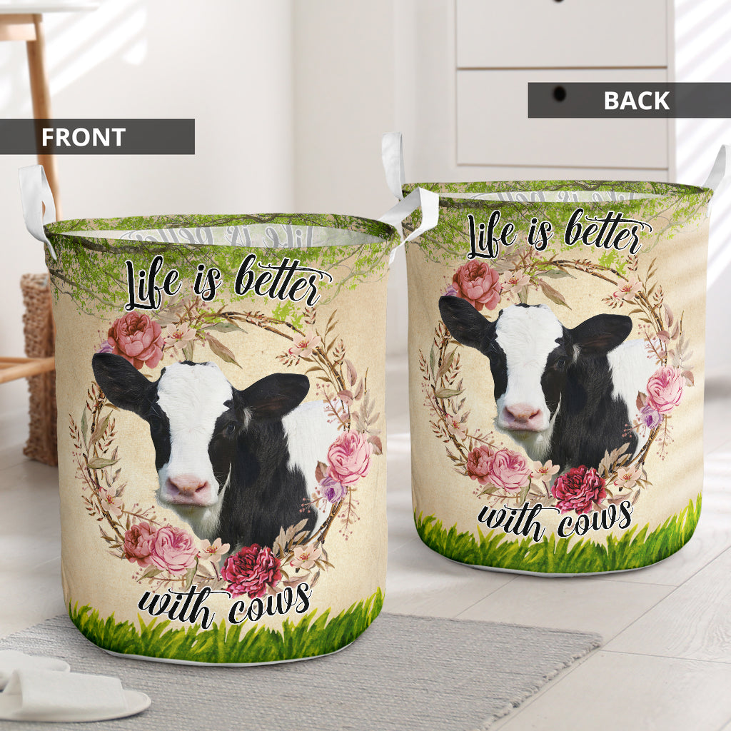 Cow Life Is Better With Cows Laundry Basket For Room Home Organizer