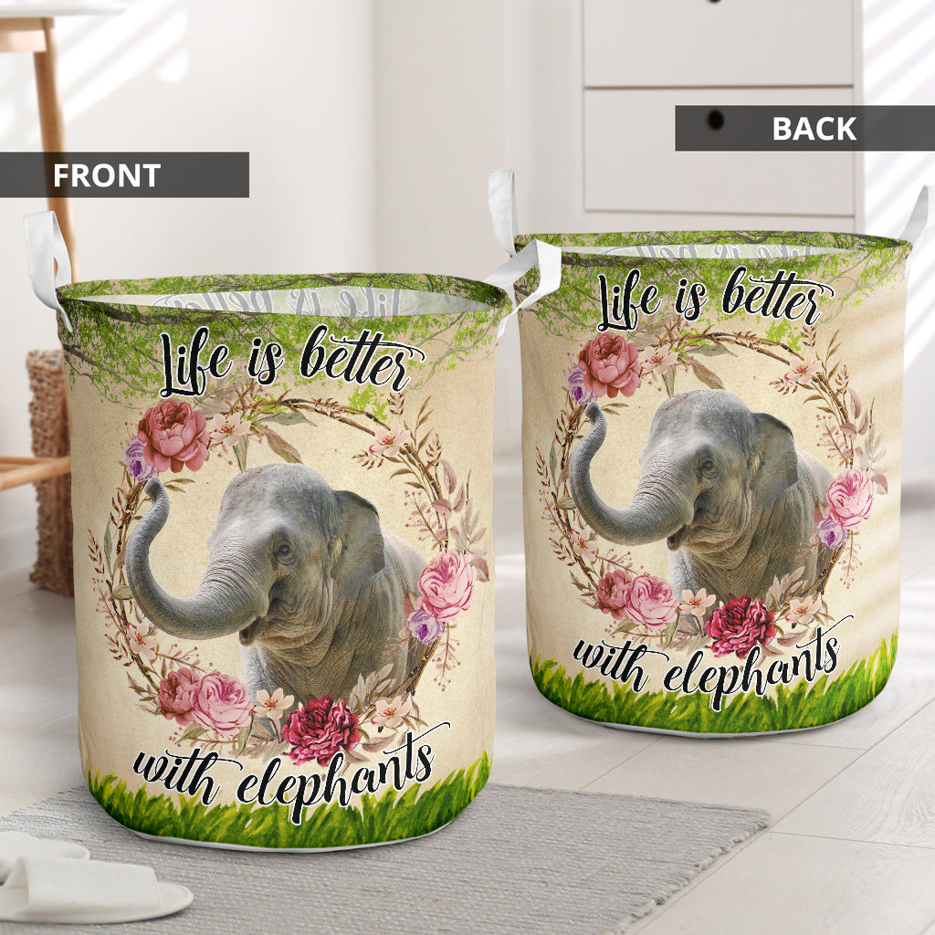 Elephant Life Is Better With Elephants Laundry Basket For Room Home Organizer