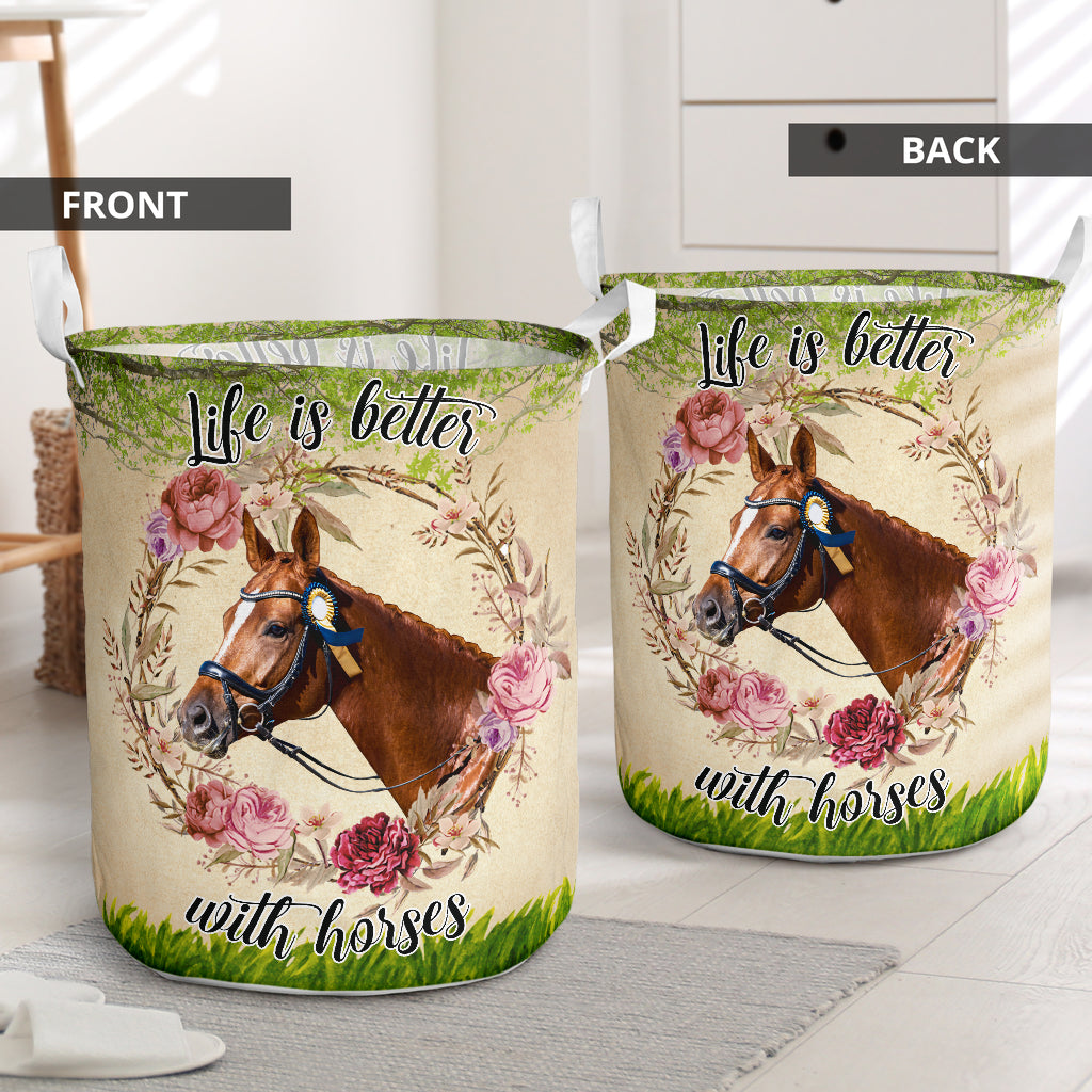 Horse Life Is Better With Horses Laundry Basket For Room Home Organizer