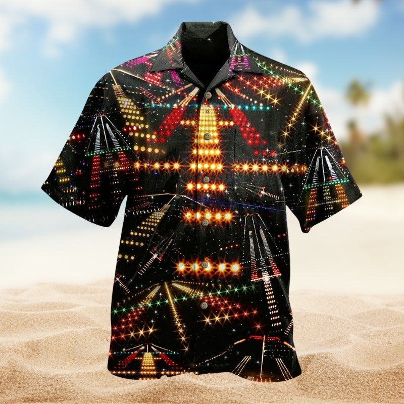 Colorful Christmas Dog Hawaiian Shirt Fabric Pattern Detail For Outdoor Gatherings
