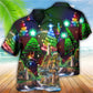 Festive Happy Lighthouse Christmas Hawaiian Shirt Artwork Detail For Tropical Trips And Casual Outings