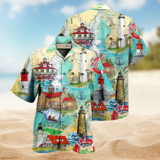 Lighthouse Cruise Hawaiian Shirt For Island Vacations, Resort Wear, And Relaxed Seasonal Style