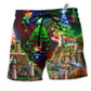 Lighthouse Merry Christmas Happy Hawaiian Print Beach Shorts For Warm Weather Celebrations