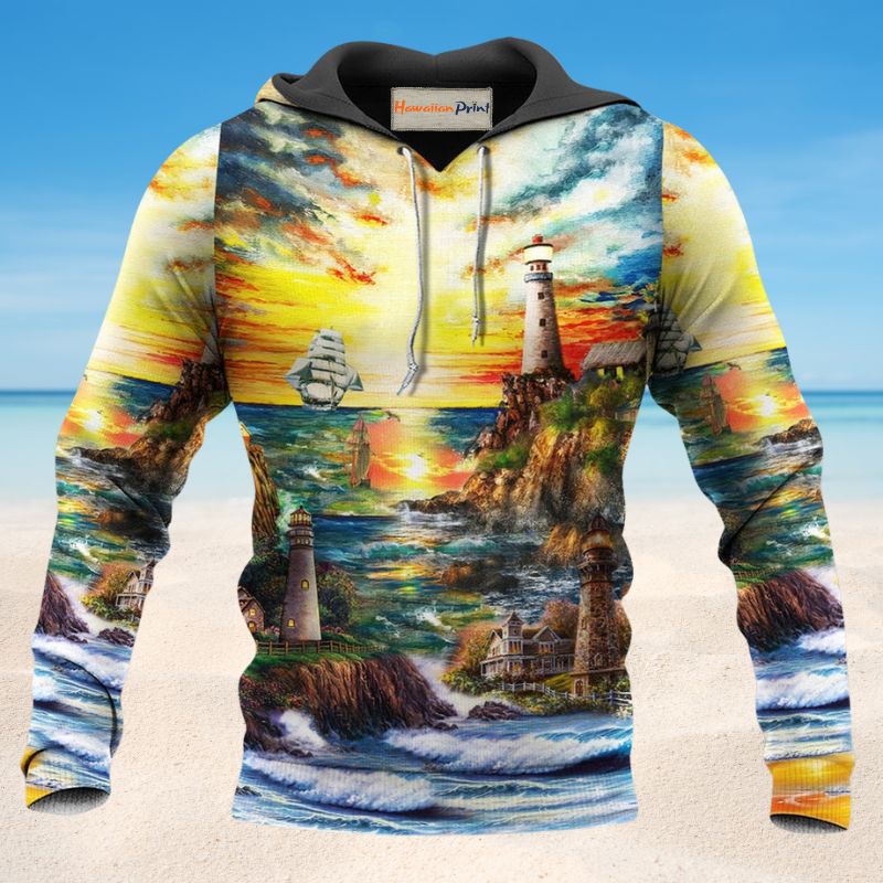 Lighthouse Ocean Life Love Hoodie For Ocean Lovers Beach Travel And Relaxed Everyday Style