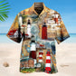 Lighthouse Past Hawaiian Shirt For Summer Vacation, Beach Travel, And Casual Wear