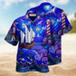 Lighthouse Stained Glass Hawaiian Shirt For Coastal Travel, Casual Events, And Comfortable Summer Wear