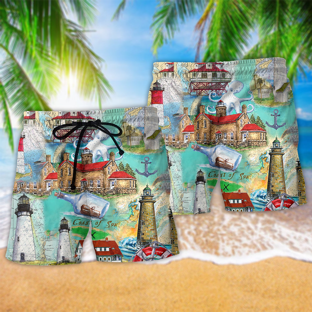 Lighthouse Take The Cruise Of Your Life Hawaiian Beach Shorts For Resort Trips And Poolside Style