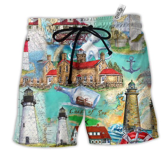 Lighthouse Take The Cruise Of Your Life Hawaiian Beach Shorts For Marine Inspired Outdoor Wear