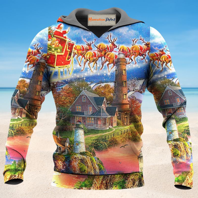 Lighthouse Shine Through Storm Hoodie For Everyday Streetwear Seasonal Travel And Gift Giving