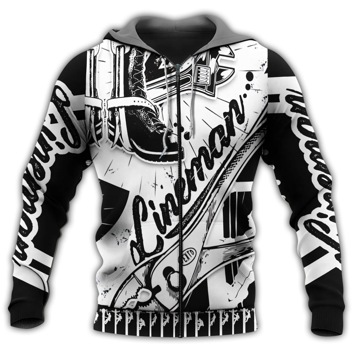 Black White Lineman Hoodie For Weekend Trips Relaxed Outfits And Thoughtful Gifting