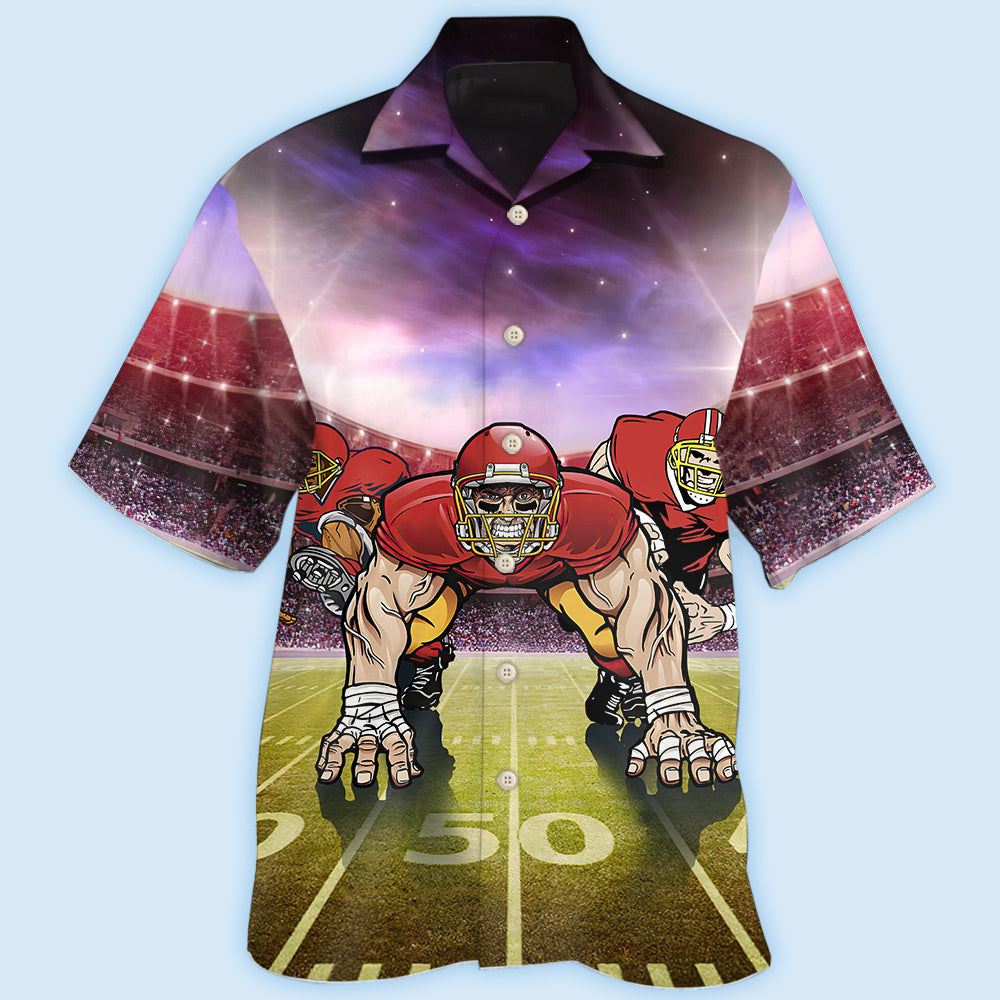 American Football Hawaiian Shirt With All Over Print For Resort Travel Summer Outings And Casual Gatherings