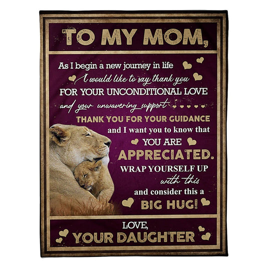 Lion Big Hug From Daughter Flannel Blanket For Cozy Bedroom Sofa Decor
