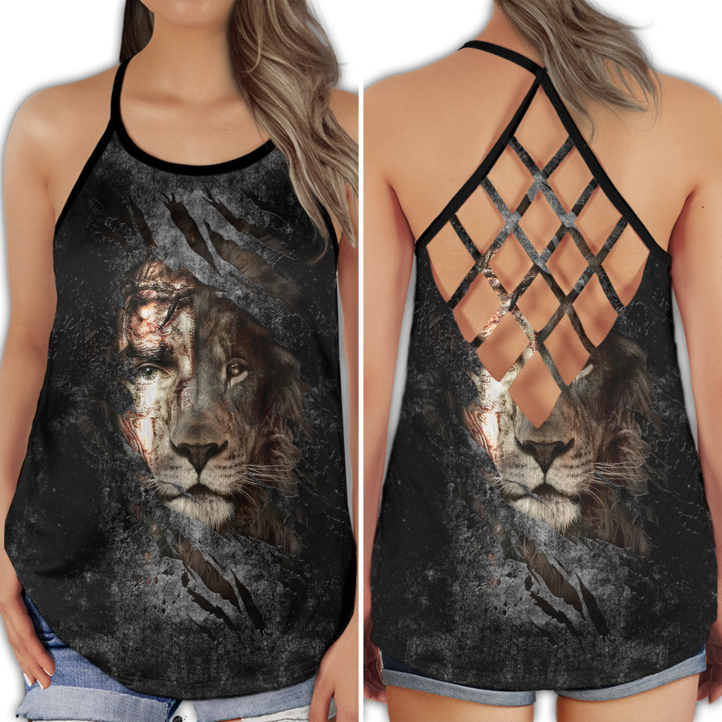Lion Bless Today Strong Wild Spirit Nature Art Hollow Tank Top For Yoga Workouts And Festival Wear