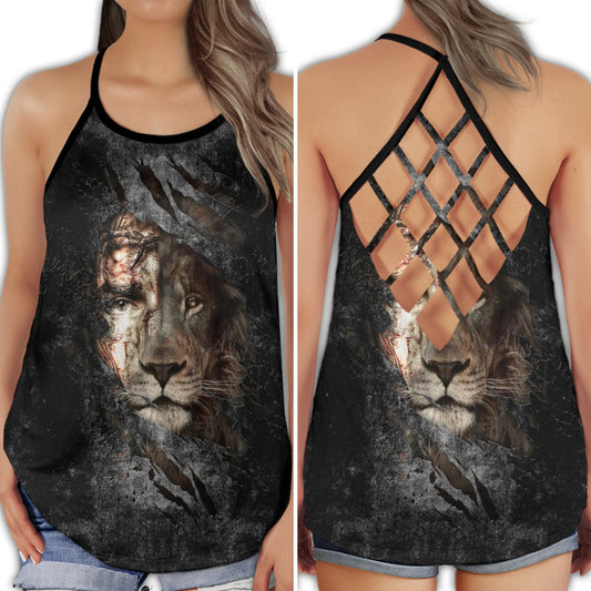 Lion Bless Today Strong Wild Spirit Nature Art Hollow Tank Top For Yoga Workouts And Festival Wear