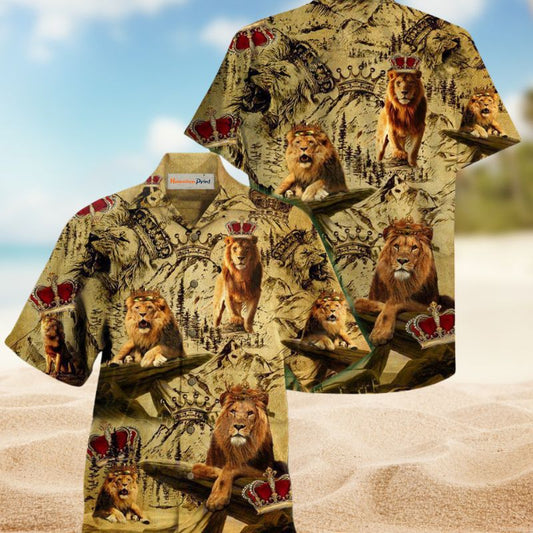 Lion King Hawaiian Shirt For Resort Trips, Coastal Parties, And Warm Weather Style