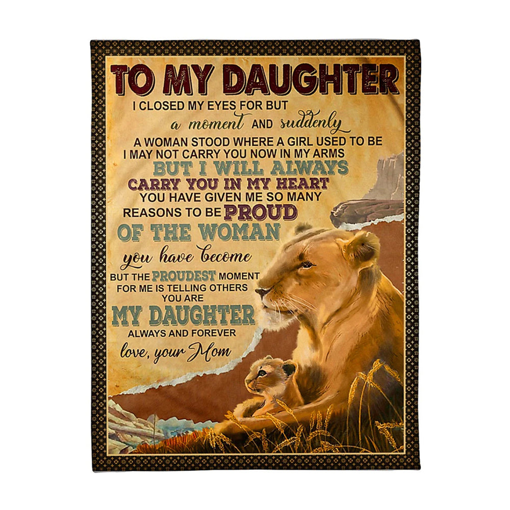 Lion Carry You In My Heart Daughter Gift Flannel Blanket For Cozy Bedroom Sofa Decor