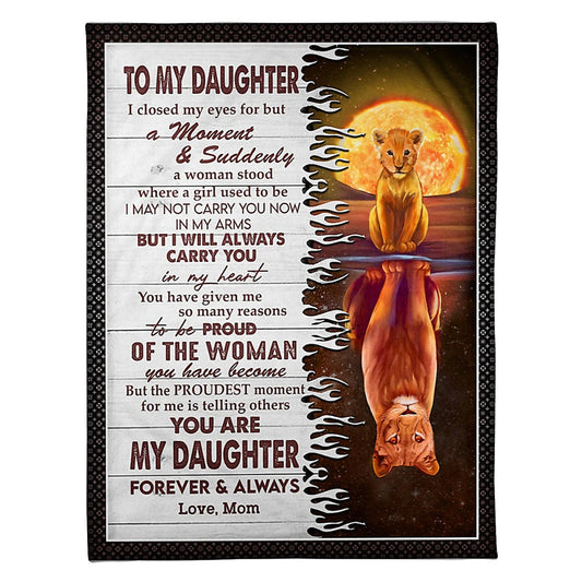 Lion Carry You In My Heart Daughter Gift Flannel Blanket For Cozy Bedroom Sofa Decor
