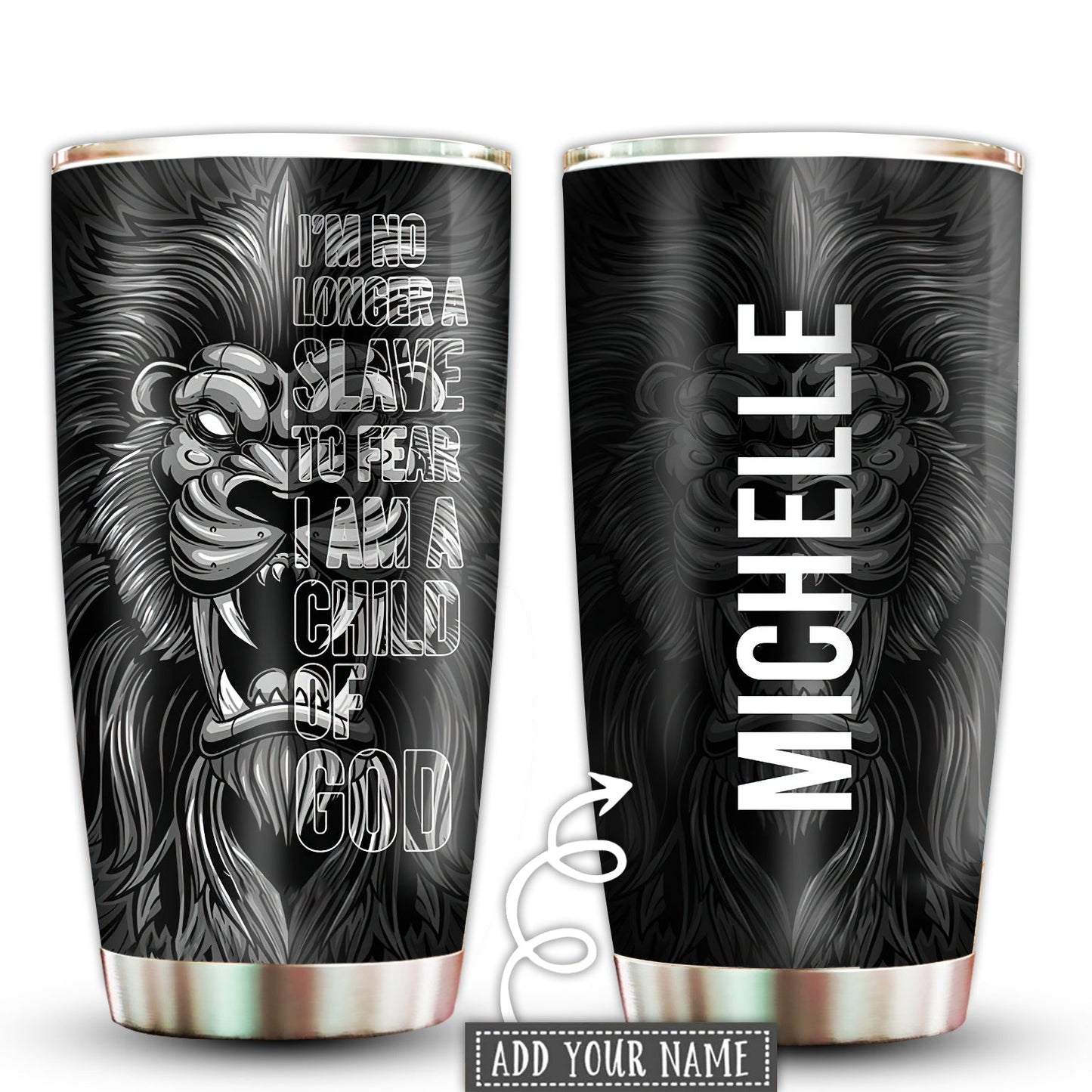 Lion Child Of God Dark Personalized 20 Oz Tumbler For Coffee Travel And Daily Drinks