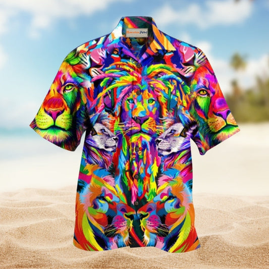 Lion Colorful Hawaiian Shirt For Coastal Adventures Outdoor Gatherings And Casual Warm Weather Wear