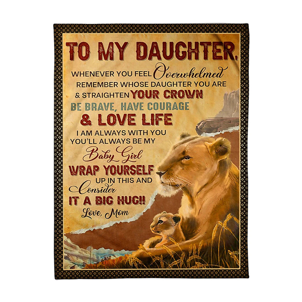 Lion Consider Big Hug Daughter Gift Flannel Blanket For Cozy Bedroom Sofa Decor