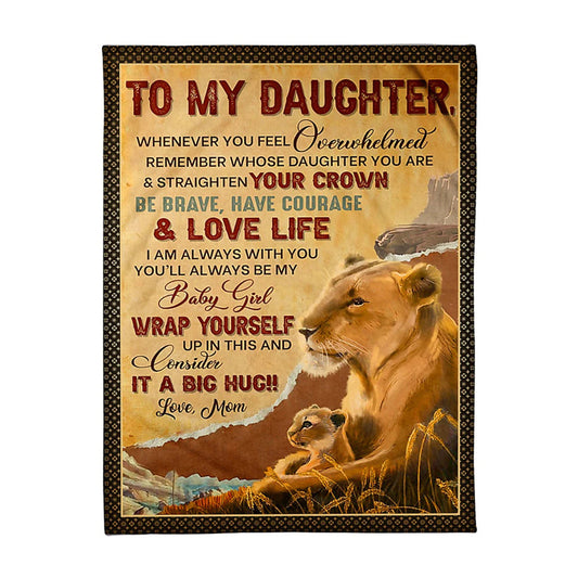 Lion Consider Big Hug Daughter Gift Flannel Blanket For Cozy Bedroom Sofa Decor