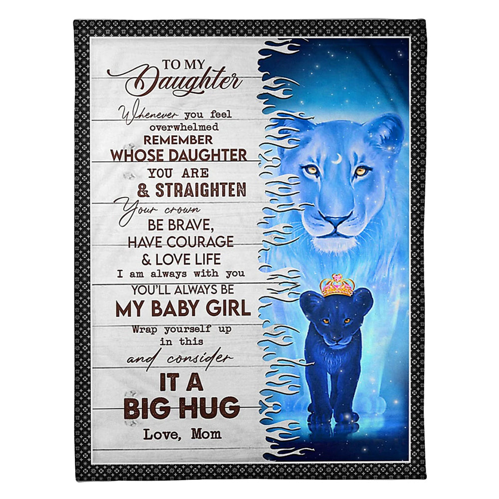 Lion Consider Big Hug Mom To Daughter Flannel Blanket For Cozy Bedroom Sofa Decor