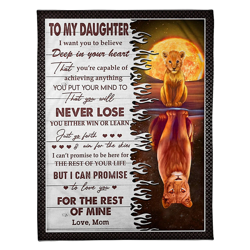 Lion Deep In Your Heart Daughter Gift Flannel Blanket For Cozy Bedroom Sofa Decor