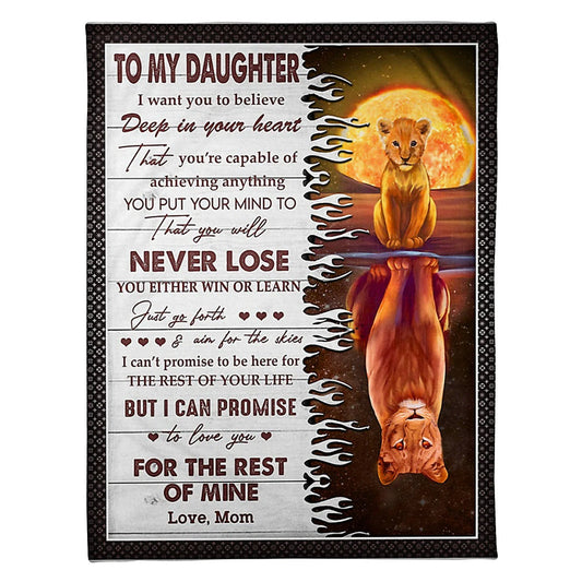 Lion Deep In Your Heart Daughter Gift Flannel Blanket For Cozy Bedroom Sofa Decor