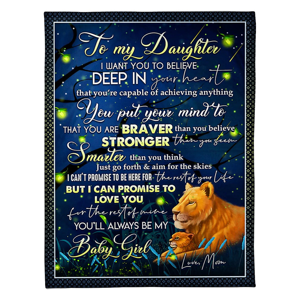 Lion Deep In Your Heart Daughter Gift Flannel Blanket For Cozy Bedroom Sofa Decor