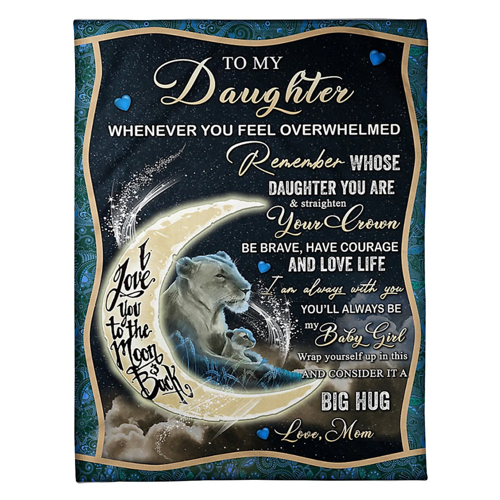 Lion I Love You Daughter Gift Flannel Blanket For Cozy Bedroom Sofa Decor