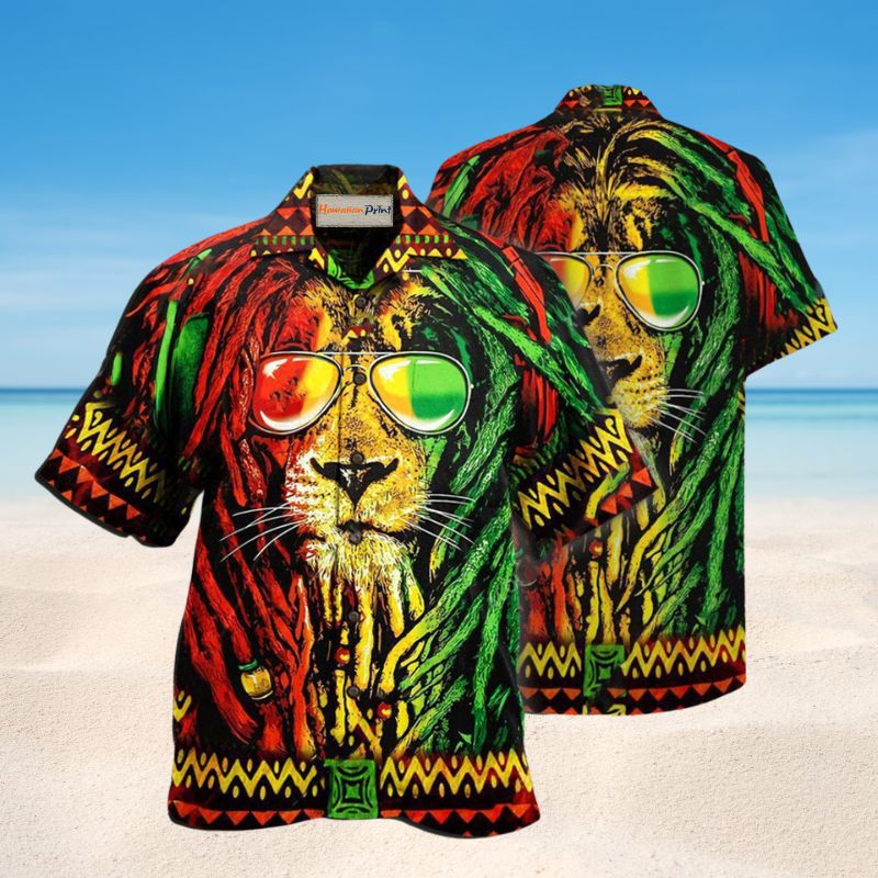 Lion Jamaica Red Hawaiian Shirt For Vacation Adventures Beach Events And Relaxed Warm Weather Style