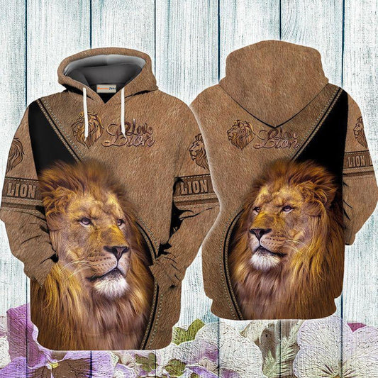 Lion Leather Hoodie For Nature Lovers Casual Travel And Comfortable Layering