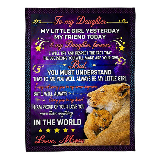 Lion My Heart Daughter Gift Flannel Blanket For Cozy Bedroom Sofa Decor