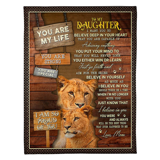 Lion You Are My Life Daughter Gift Flannel Blanket For Cozy Bedroom Sofa Decor