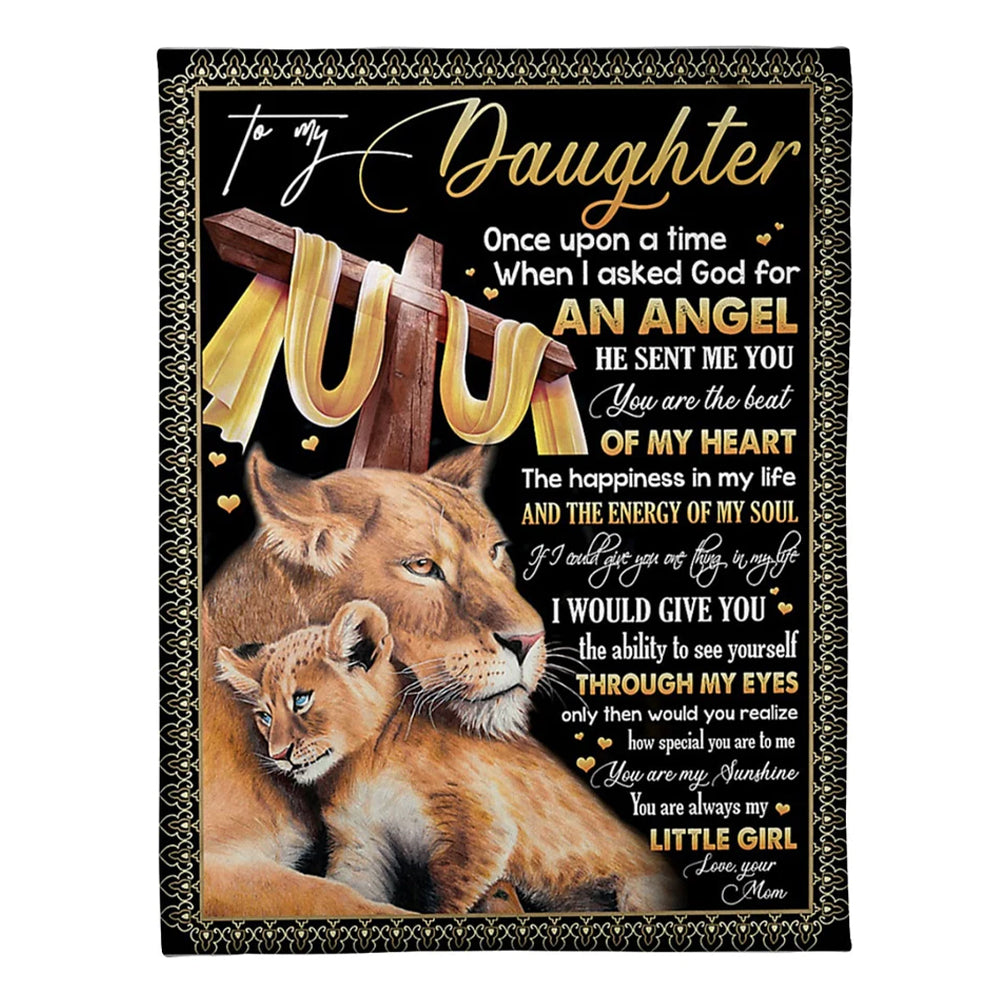 Lion You Are My Sunshine Daughter Gift Flannel Blanket For Cozy Bedroom Sofa Decor