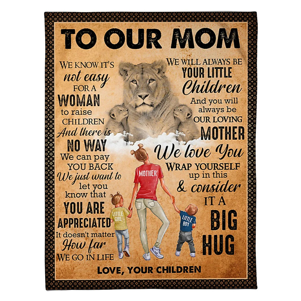 Lion To My Mom You Are My World Flannel Blanket For Cozy Bedroom Sofa Decor