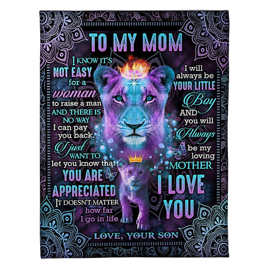 Lion You Will Always Be My Loving Mother Your Little Boy Flannel Blanket For Cozy Bedroom Sofa Decor