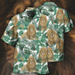 Tropical Lion Leaf Majestic Design Hawaiian Shirt For Nature Fans, Resort Trips, And Comfortable Warm Weather Wear