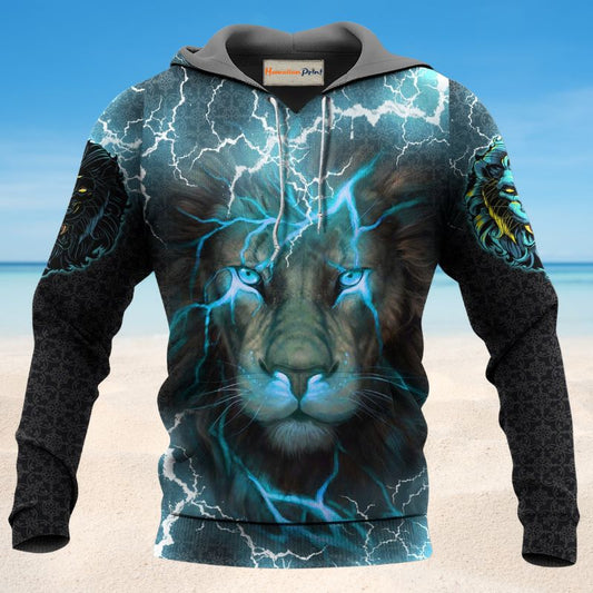 Blue Lion Light Power Hoodie For Wildlife Themes Travel Days And Comfortable Casual Style